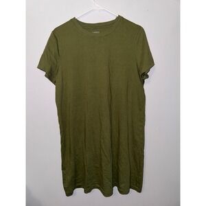 Time and Tru Olive Green‎ Women's Short Sleeve T-Shirt Dress